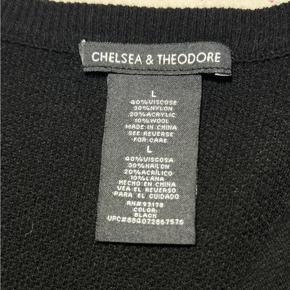 Chelsea & Theodore 40 inches long Black Cardigan Asymmetrical Open Front Large - Picture 4 of 9